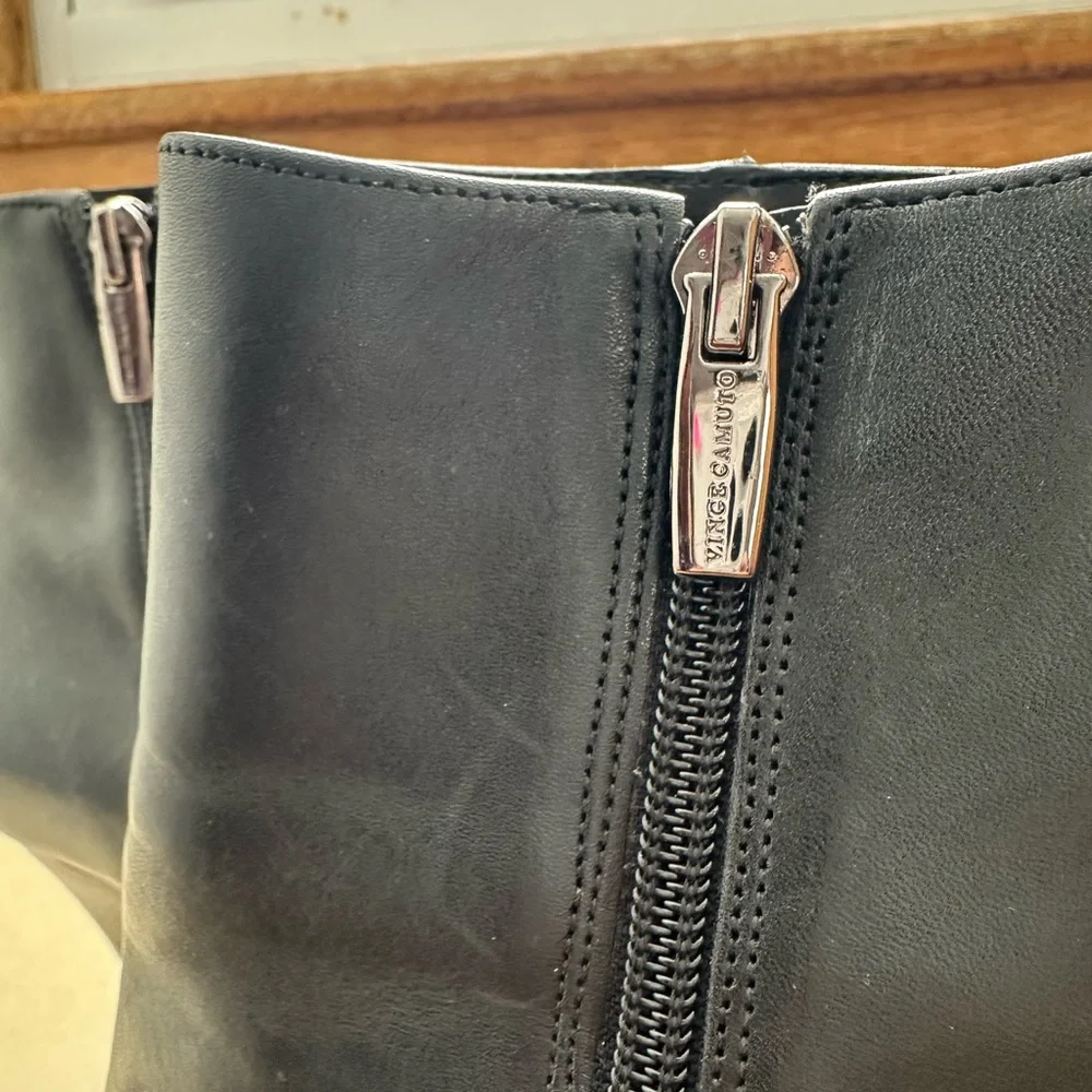 Vince Camuto Black Leather Ankle Boots - Picture 5 of 9